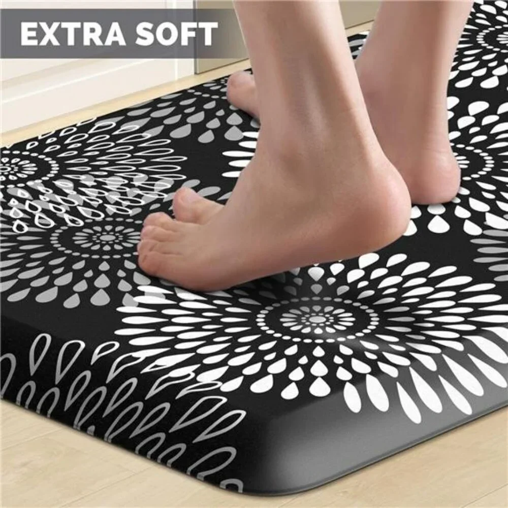 Black Anti Fatigue Kitchen Mat Cushioned Waterproof Non Slip Floor Rug 17x28